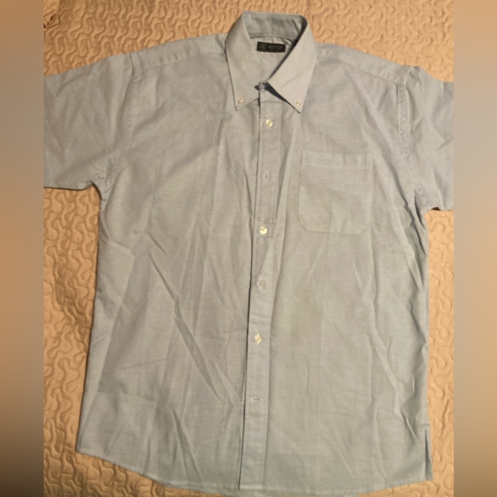 Vintage Arrow USA 1851 Short Sleeve Button Down Dress Shirt Solid White Size M